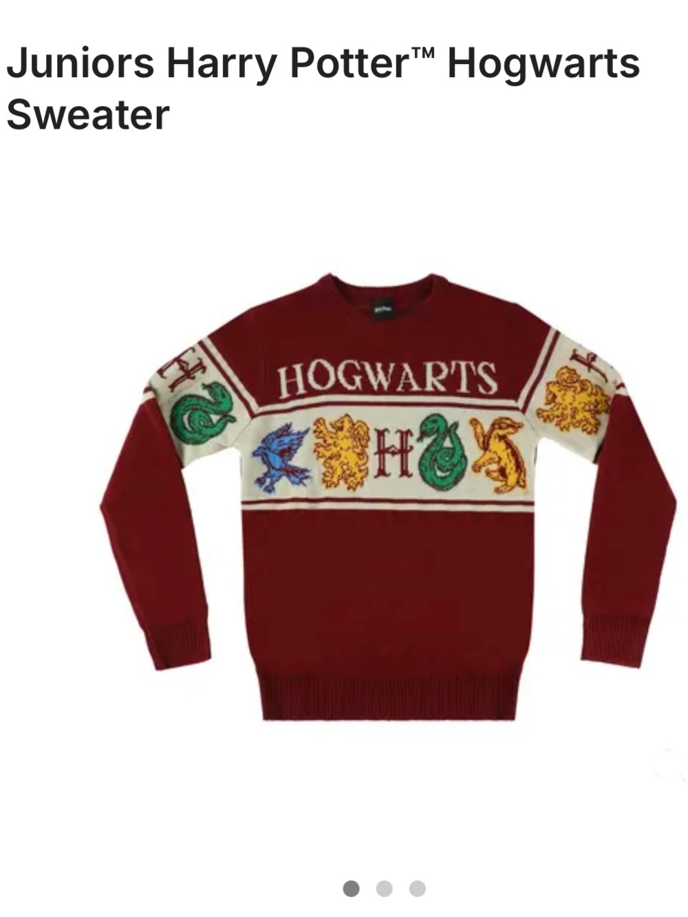 Hogwarts Dark Red Crewneck Sweater - Juniors